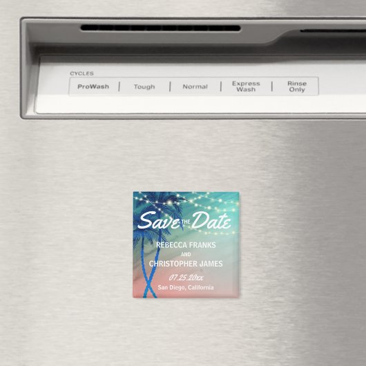 Palm Tree Sla de datum magneten op | Blauwgroen bl (Insitu (Vaatwasser))