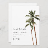 Palm Tree Sla de datum uitnodiging bruiloft (Voorkant / Achterkant)
