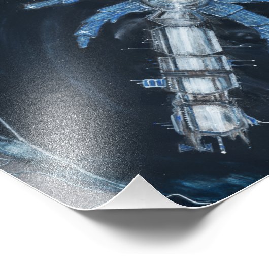 Palm Tree Space Station Foto Afdruk (Hoek)