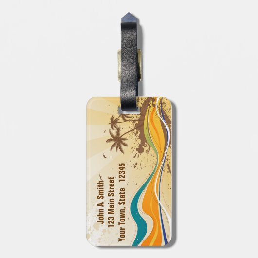 Palm Tree Splash Bagagelabel (Achterkant verticaal)