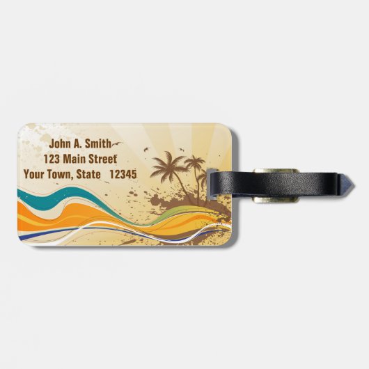 Palm Tree Splash Bagagelabel (Achterkant horizontaal)