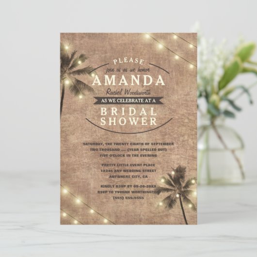 Palm Tree strand bruids doucheuitnodigingen Kaart (Staand voorkant)