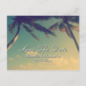 Palm tree strand bruiloft Save The Date briefkaart (Voorkant)