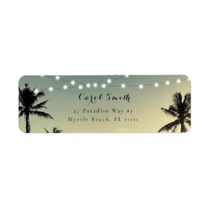 Palm Tree String Lights Return Address Label