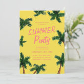 Palm Tree Summer Party-uitnodiging Kaart (Staand voorkant)