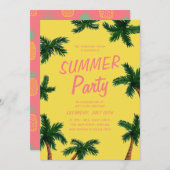 Palm Tree Summer Party-uitnodiging Kaart (Voorkant / Achterkant)