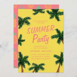 Palm Tree Summer Party-uitnodiging Kaart
