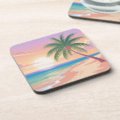 Palm Tree Sunrise Beach Onderzetter Set (Linkerzijde)