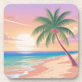 Palm Tree Sunrise Beach Onderzetter Set