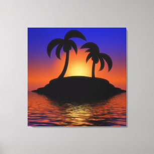 Palm Tree Sunrise Canvas Afdruk