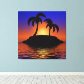 Palm Tree Sunrise Canvas Afdruk (Insitu (Houten vloer))