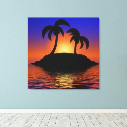 Palm Tree Sunrise Canvas Afdruk (Insitu (Houten vloer))
