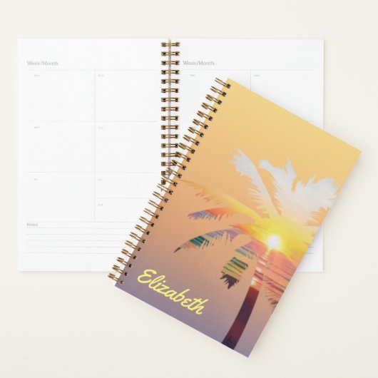 Palm Tree Sunrise Personalized Planner (Display)