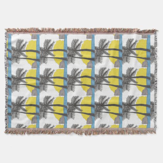 Palm Tree Sunrise Silhouette Deken (Voorkant)