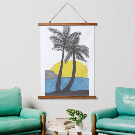 Palm Tree Sunrise Silhouette Hangend Wandkleed (Woonkamer)