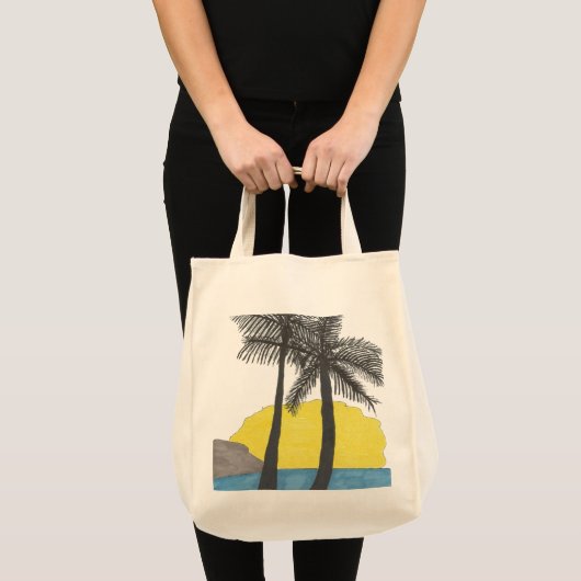 Palm Tree Sunrise Silhouette Tote Bag (Voorkant (product))