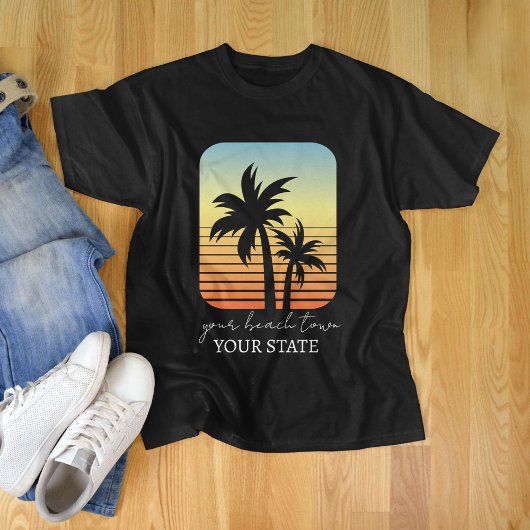 Palm Tree Sunset Custom City & State T-shirt