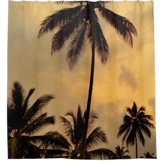 Palm Tree Sunset Ocean Foto 11 Douchegordijn (Voorkant)