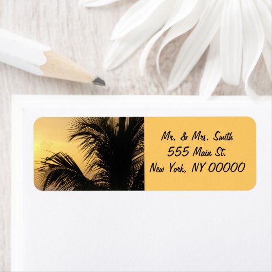 Palm Tree Sunset retouradreslabels Etiket (Insitu)