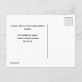 Palm Tree Sunset Verandering van Adres Strand Bewe Aankondigingskaart (Achterkant)