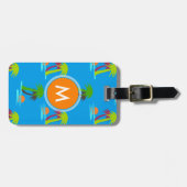 Palm Tree Sunset Zee Pattern Monogram Bagagelabel (Voorkant horizontaal)