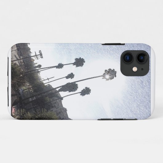 Palm Tree Sunshine Sketch iPhone Case (Achterkant (horizontaal))