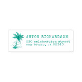 Palm Tree & Surf Aangepaste naam & retouradres Zelfinktende Stempel (Design)