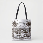 Palm Tree Surf Ride Kleuren Tote Bag (Voorkant)