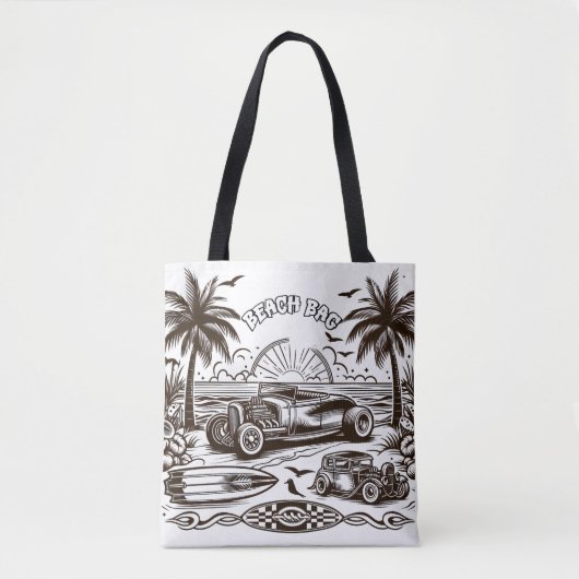 Palm Tree Surf Ride Kleuren Tote Bag (Voorkant)
