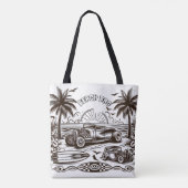 Palm Tree Surf Ride Kleuren Tote Bag (Achterkant)