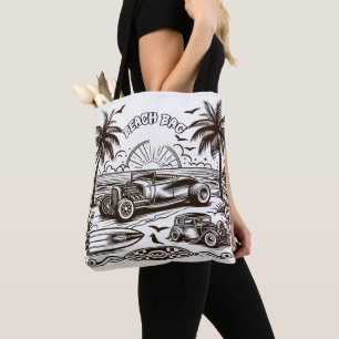 Palm Tree Surf Ride Kleuren Tote Bag