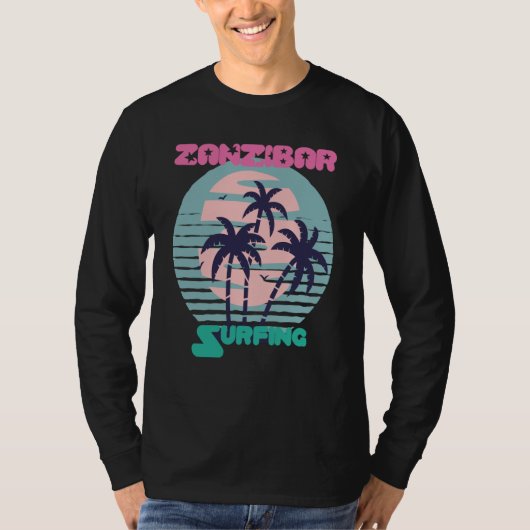 Palm tree Surfing Zanzibar Beach Vacation Island S T-shirt (Voorkant)