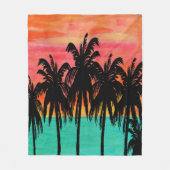 Palm tree throw blaket fleece deken (Voorkant)