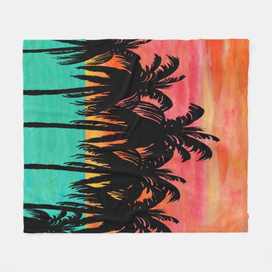 Palm tree throw blaket fleece deken (Voorkant (Horizontaal))