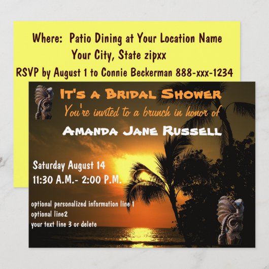 Palm Tree Tiki Vrijgezellenfeest Brunch Kaart (Voorkant / Achterkant)