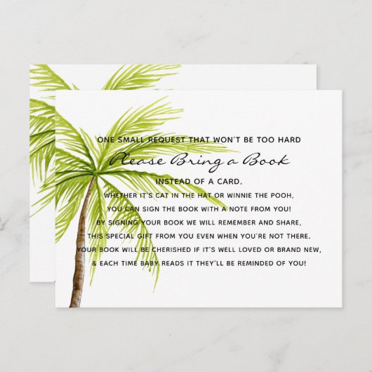 Palm Tree Tropical Baby shower Book Card Library Uitnodiging Briefkaart (Voorkant / Achterkant)