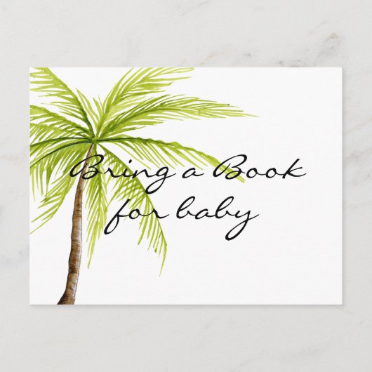 Palm Tree Tropical Baby shower Book Card Library Uitnodiging Briefkaart (Achterkant)