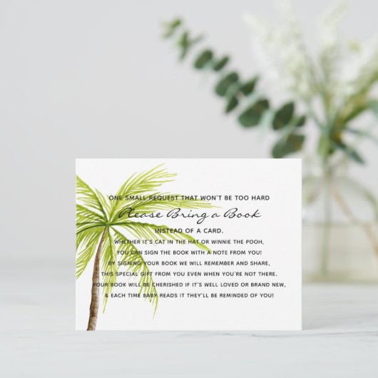 Palm Tree Tropical Baby shower Book Card Library Uitnodiging Briefkaart (Staand voorkant)