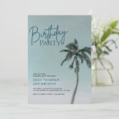 Palm Tree Tropical Beach Birthday Party  Kaart (Staand voorkant)