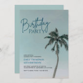 Palm Tree Tropical Beach Birthday Party  Kaart (Voorkant / Achterkant)