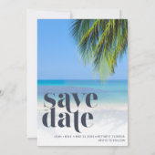 Palm Tree Tropical Beach Bruiloft Digitaal Save The Date (Achterkant)