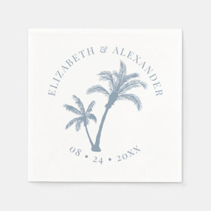 Palm Tree Tropical Beach Bruiloft Dusty Blue Servet
