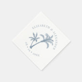 Palm Tree Tropical Beach Bruiloft Dusty Blue Servet (Hoek)