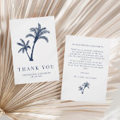 Palm Tree Tropical Beach Navy Blue Bruiloft Bedankkaart