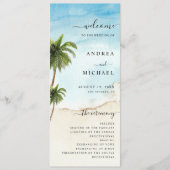 Palm Tree Tropical Beach Ocean Bestemming Bruiloft Programmakaart (Voorkant)