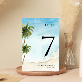 Palm Tree Tropical Beach Trouwtafel nummer Kaart