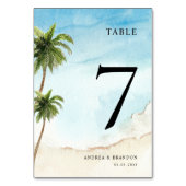 Palm Tree Tropical Beach Trouwtafel nummer Kaart (Voorkant)