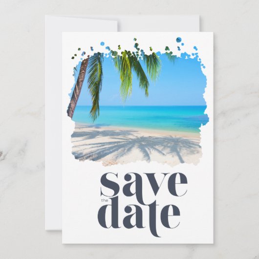 Palm Tree Tropical Beach Wedding Save The Date (Voorkant)