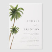 Palm Tree Tropical Destination Wedding Vellum Uitnodigingen (Voorkant)