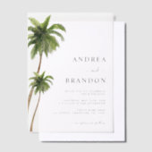 Palm Tree Tropical Destination Wedding Vellum Uitnodigingen (Offset)